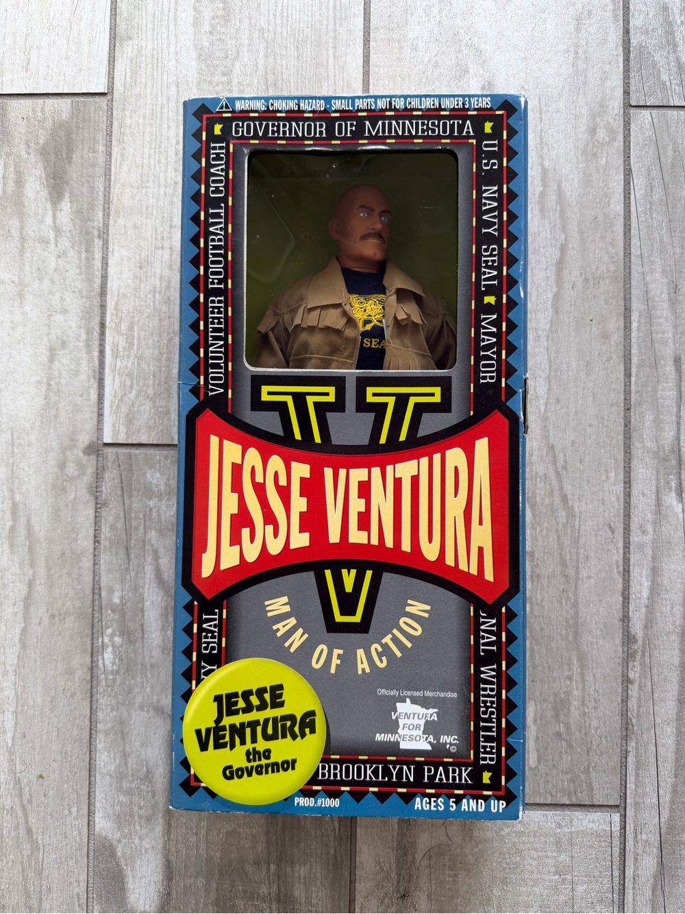 Jesse Ventura Action Figure Boxed Poster - Black Red Yellow